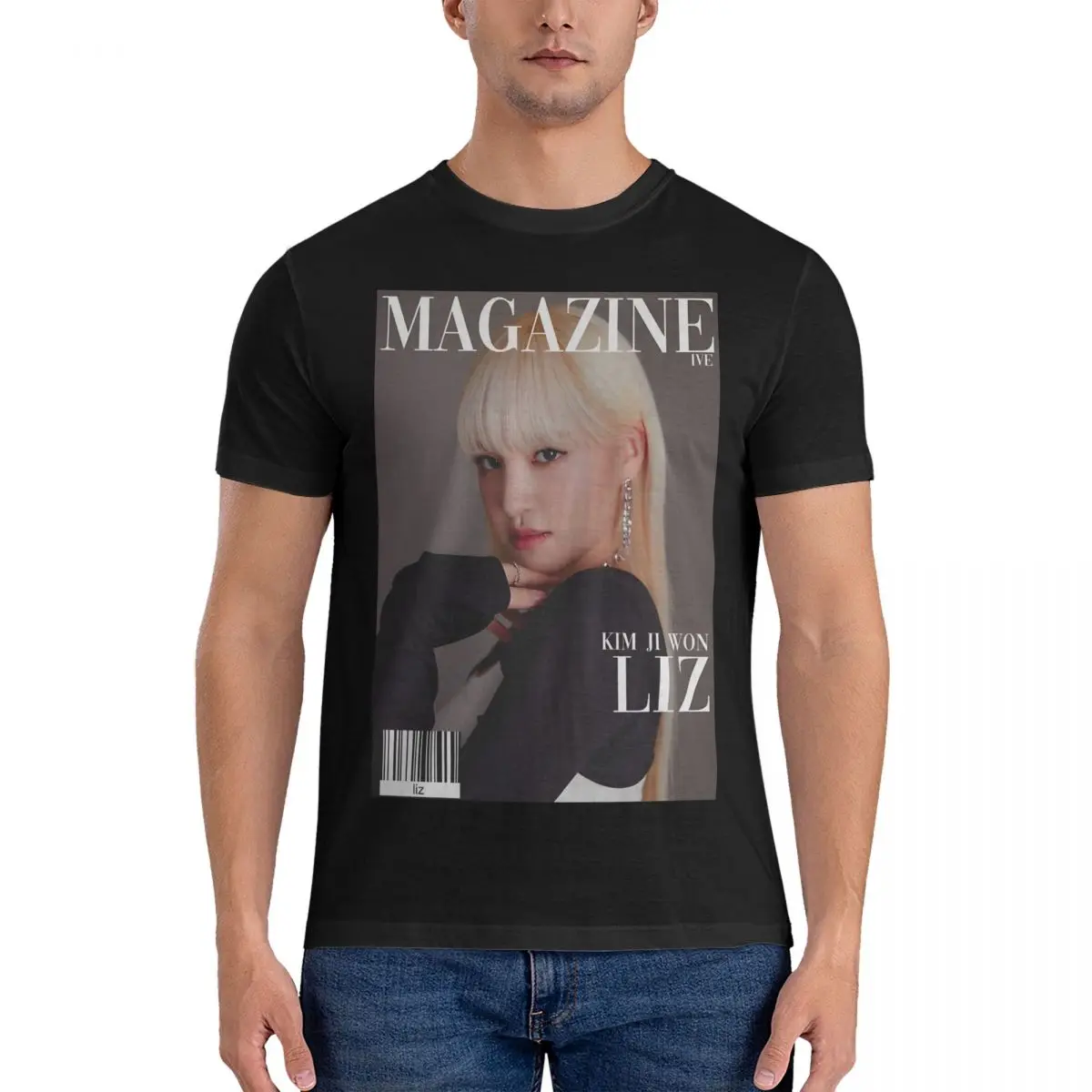 Men's T-Shirts Liz (Magazine Cover) Novelty Cotton Tees Short Sleeve IVE T Shirts Crewneck Clothing Summer