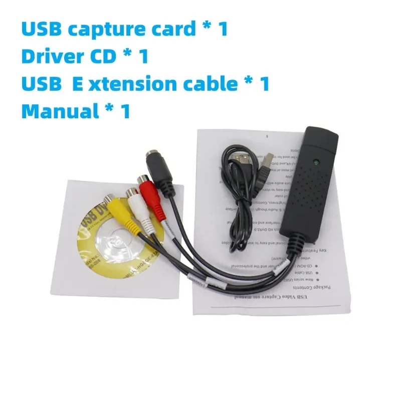 USB 2.0 to AV Video Capture Adapter converter USB  Audio Video Capture Device Video TV DVD VHS DVR for Win10