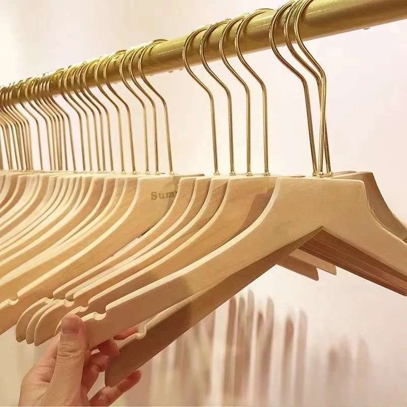 Wooden hanger hanger special pants hanger drying rack wooden clothing store non-slip flocking clothing support