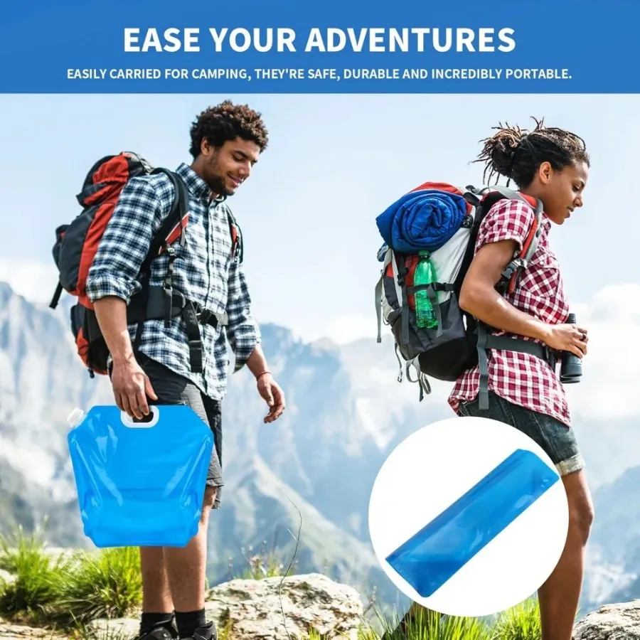

5L/10L Water Storage Bag - Water Jug, Foldable & Portable, Freezable for Camping & Car Use