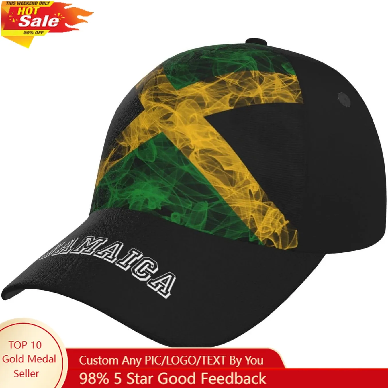 

Jamaican Flag Baseball Cap for Men Women, Fashion Adjustable Jamaica Hat Casual Trucker Hats Sun Visor Caps
