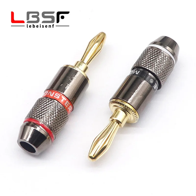 2pcs/1pairs Monster Banana Plug 24K Gold Plated Pure Copper Speaker Adapter Screw Speaker Plugs Audio Connectors