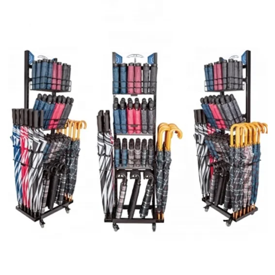 Store grocery store 3-story metal wire display rack retail umbrella rack supermarket shopping mall advertising