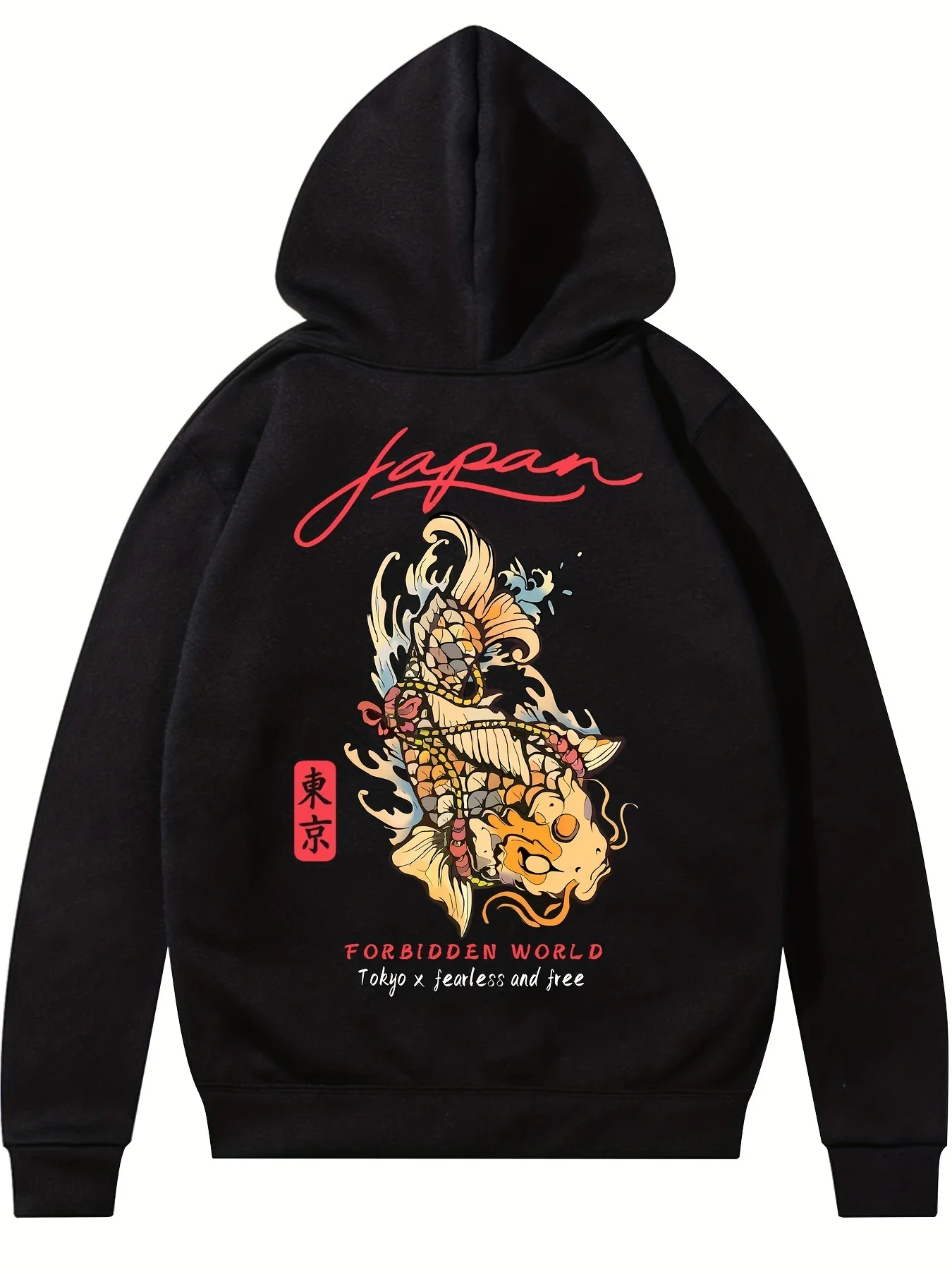 

Fish Graphic Men Print Hoodies Casual Kawaii Autumn Winter Versatile Loose Tops Fashion Male Pocket Sweatshirts Cartoon Clothing