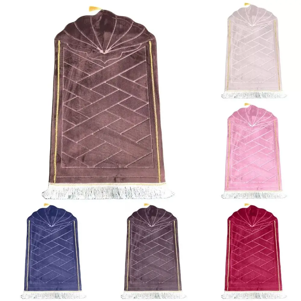 High Quality Foldable Prayer Mat Embossing Thickened Flannel Carpets Intriguing Soft Eid Festival Rugs