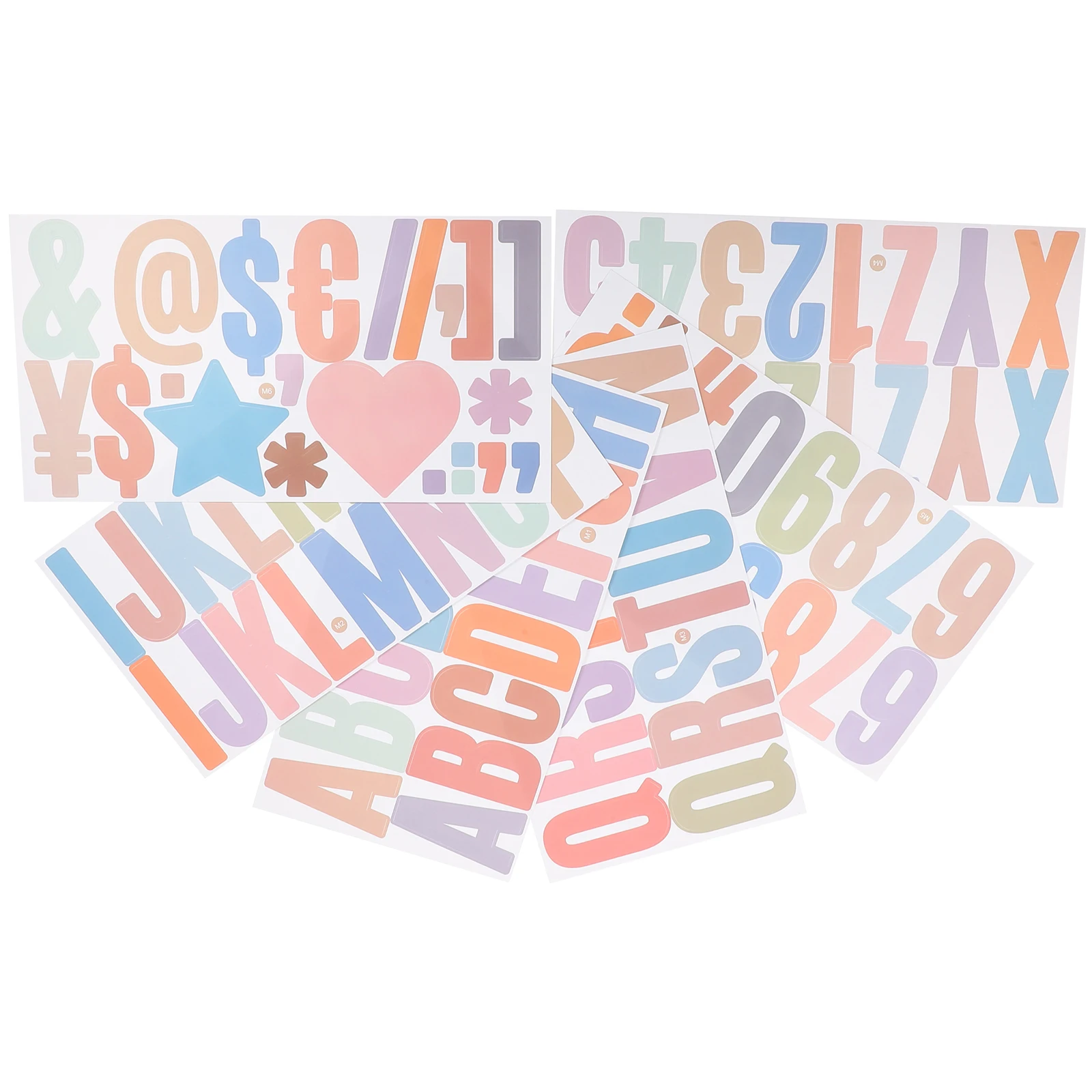 

6 Sheets Alphabet Stickers Letter Number Self-Adhesive Colorful Mini Labels for Bottles Phone Cases Greeting Cards Easy Peel