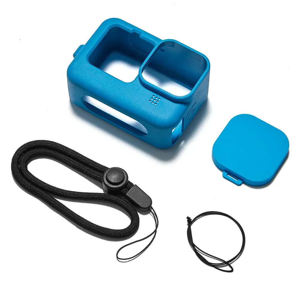 Luva de silicone capa protetora para gopro hero 11 hero 10/9 preto habitação quadro com cordão e lente capa acessórios