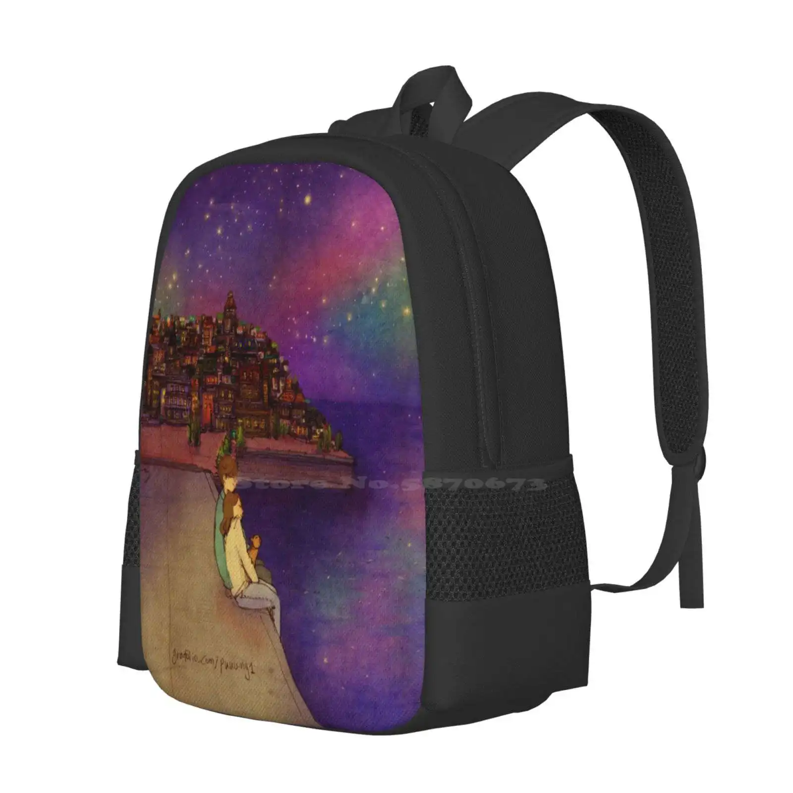 Puuung Illustration No.176 Hot Sale Schoolbag Backpack Fashion Bags Puuung Love Aesthetic Romance Romantic Cozy Happy Moment