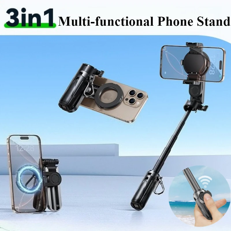 

Портативный держатель для телефона Oatsbasf 3-в-1, выдвижной штатив для палки для селфи с беспроводным пультом дистанционного управления 360 ° Поворот для iPhone Samsung