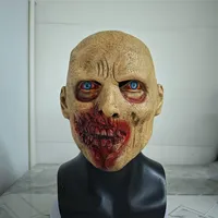 Bald Zombie Mask Halloween Cosplay Scary Infected Person Masks Creepy Monster Full Head Realistic Broken Face Horror Latex Mask