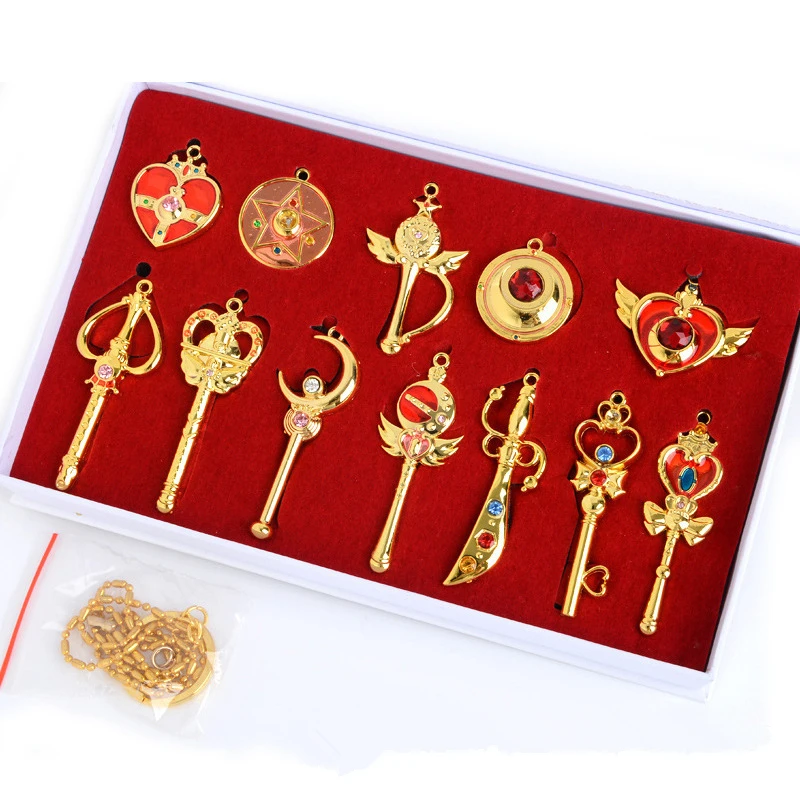 Anime Sailor Moon Stick naszyjnik Sailor Mercury Mars jowisz wenus neptun pluton Saturn Wand naszyjniki wisiorki rysunek zabawki prezent