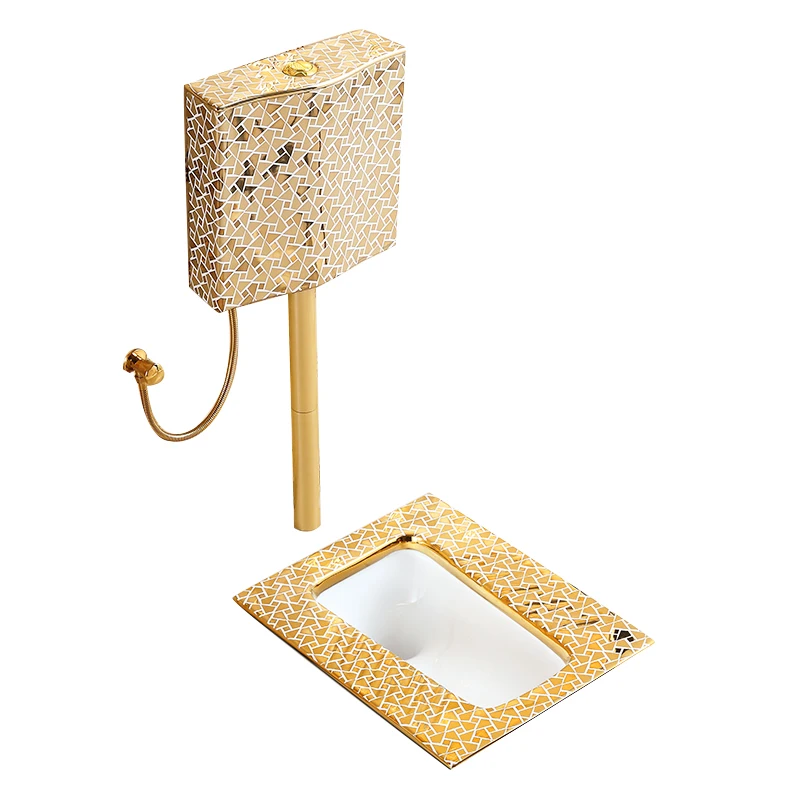 

European-style golden squatting toilet flushing tank set, bathroom urinal toilet deodorant toilet