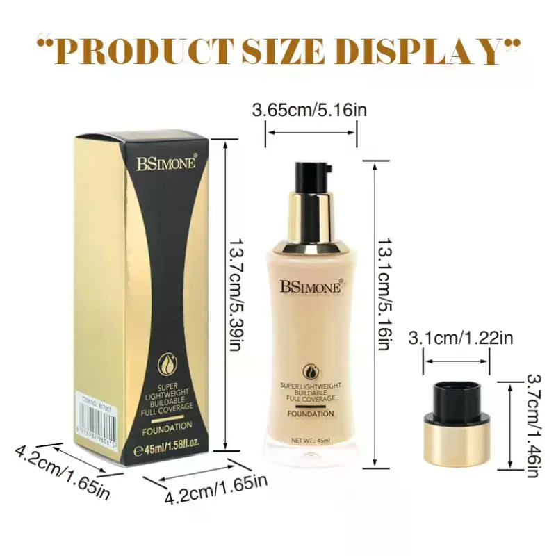 BSIMONE リキッドファンデーションフェイスベースメイクアップ防水フェイスコレクター保湿剤フェイスコンシーラー化粧品 6 色