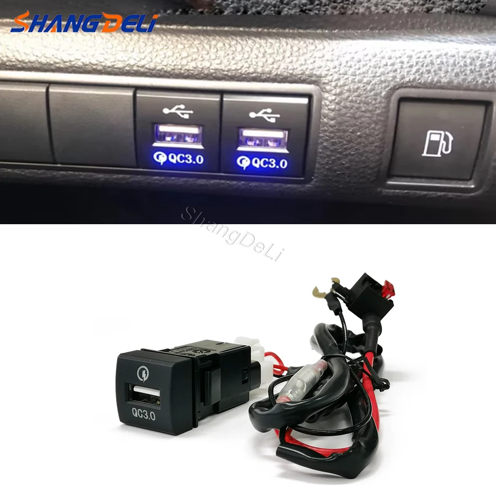 

Автомобильное быстрое зарядное устройство для телефона, USB-разъем, входной адаптер, аудио радио, u-диск, розетка для Toyota Prado Rav4 Camry Corolla 18-22