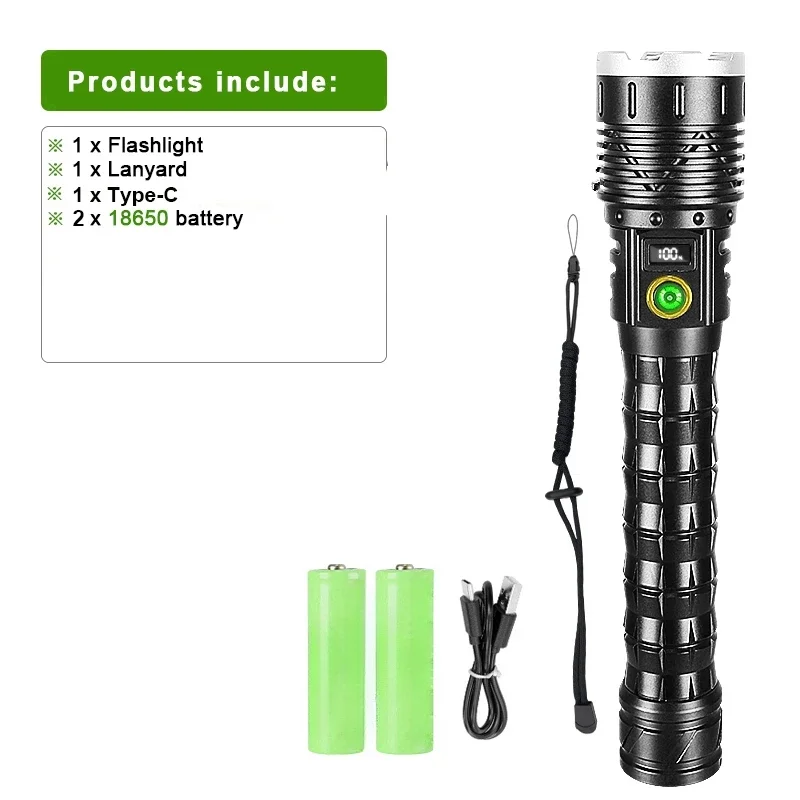 10000mAh High Power LED-zaklamp Lange afstand 5000M Oplaadbare tactische zaklamp Ultra krachtige buitenhandlamp Campinglantaarn