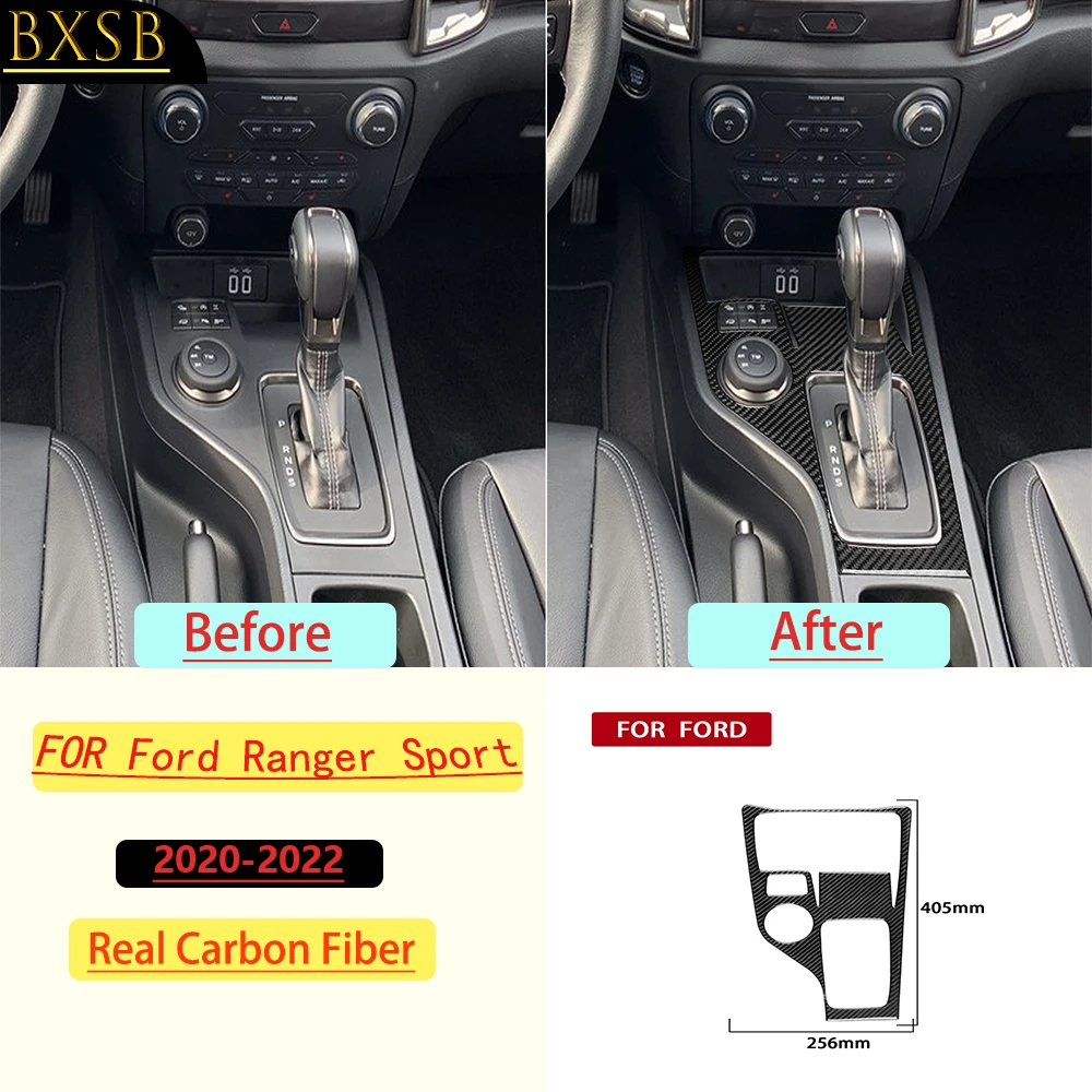 For Ford Ranger Sport 2020-2022 Car Gear Shift transmission Panel Frame Trim Real Carbon Fiber Interior Accessories Stickers