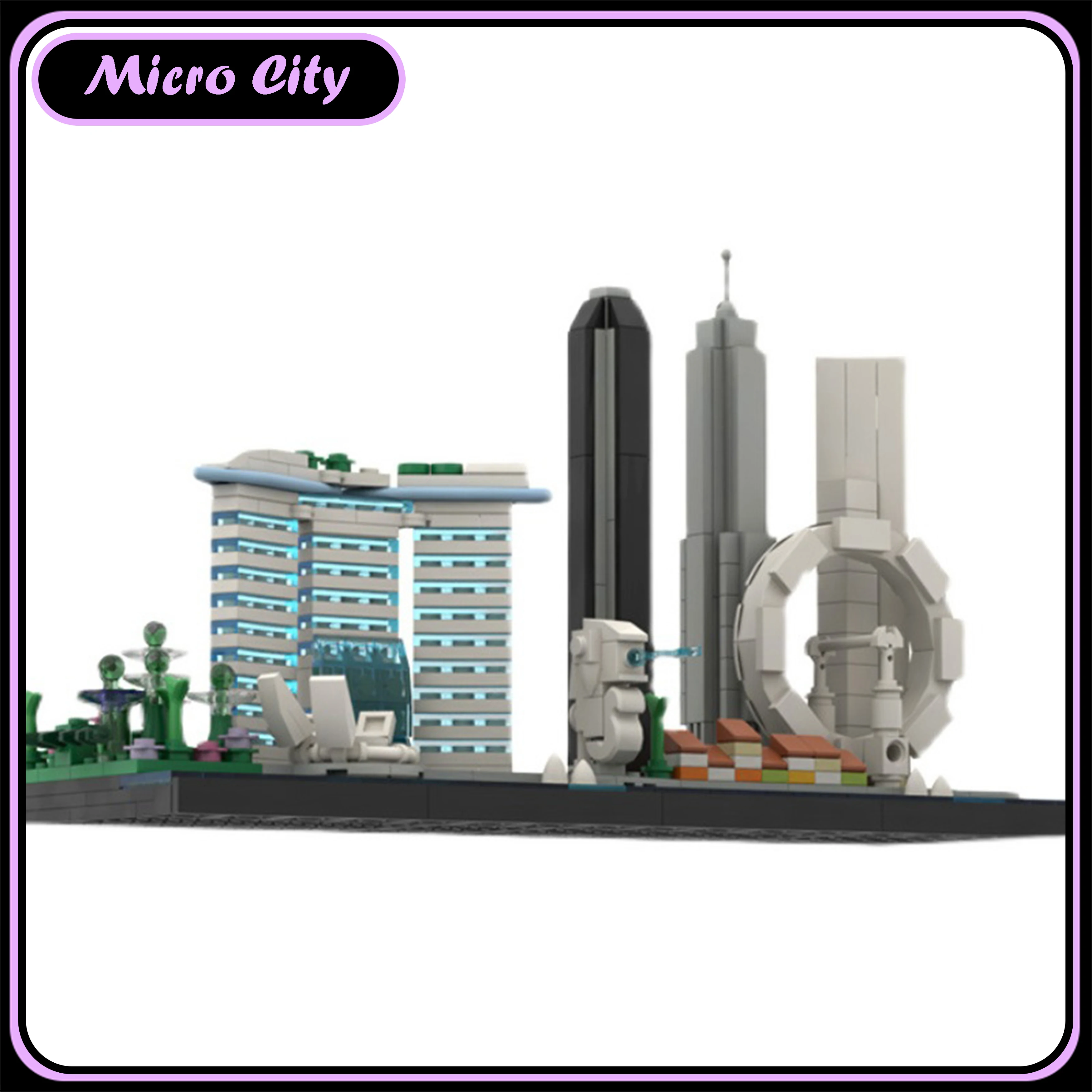 Micro MOC City singapour horizon Architecture blocs de construction ensemble modèle créatif jouet affichage cadeau pour les collectionneurs modèle cadeau