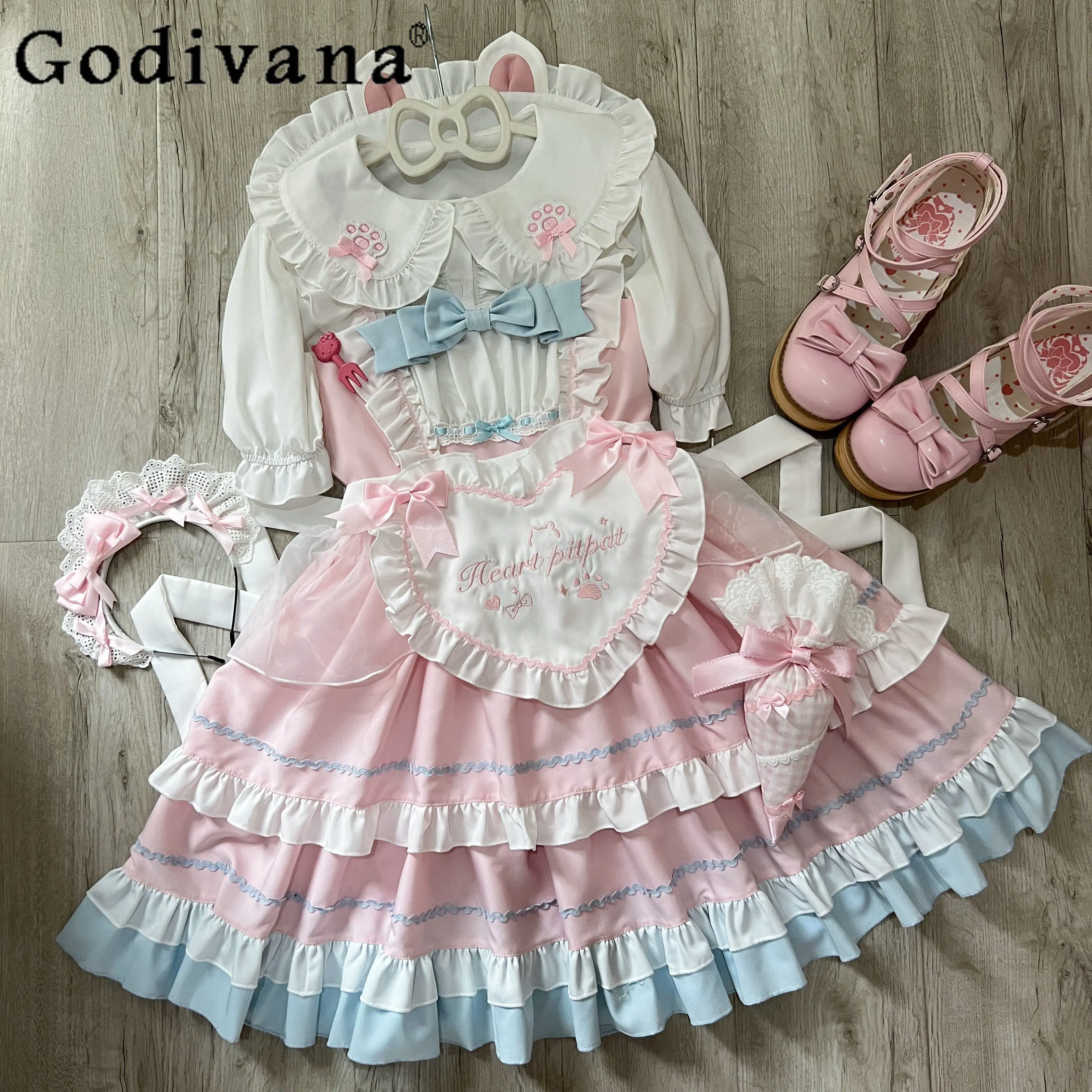 

Original Pink Lolita Dresses Jsk for Women Summer Cute Girls Birthday Party Short Dress Cos Maid Outfit Princess Dress Vestidos