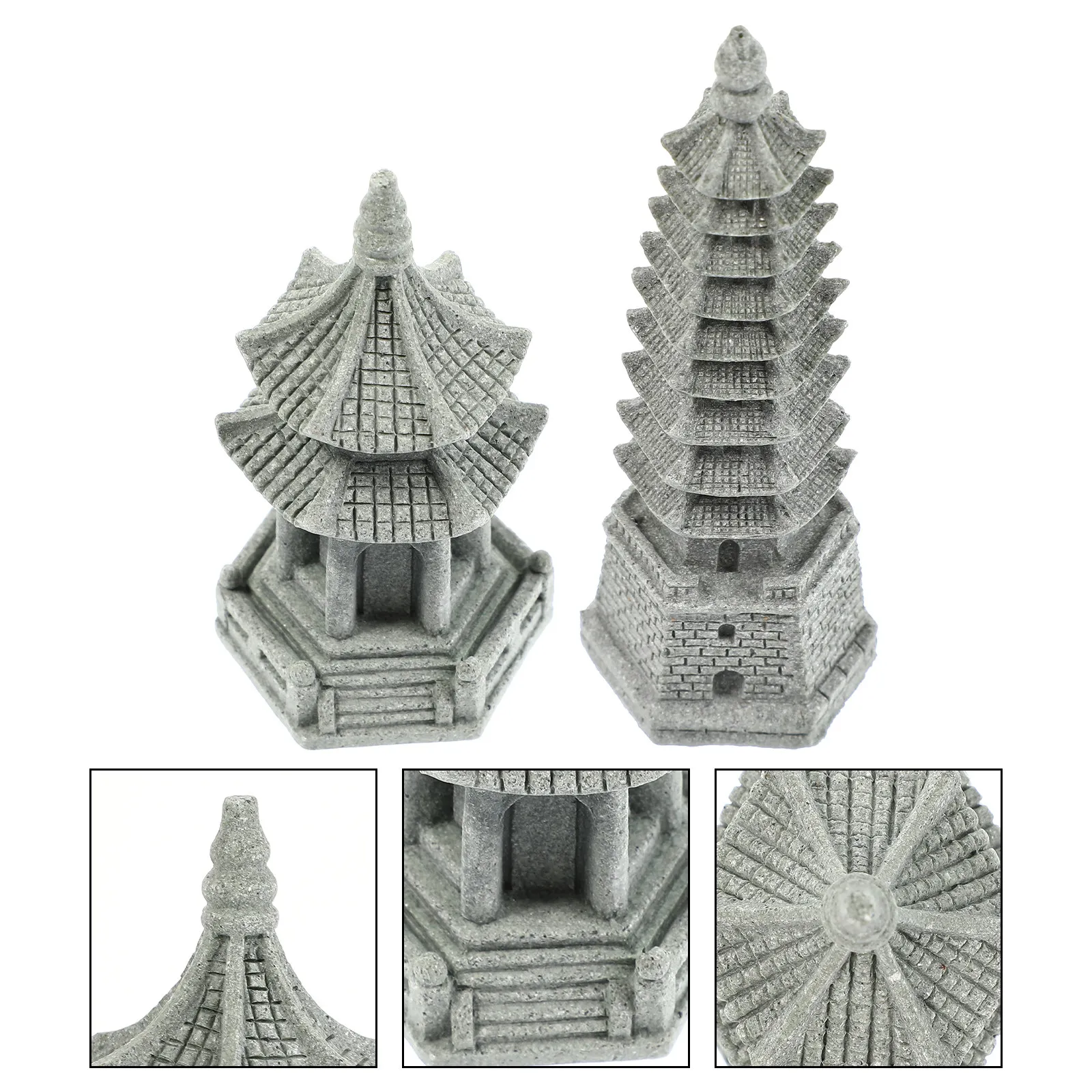 Bonsai Garden Cafe - 2 stuks realistische miniatuur torensculpturen voor