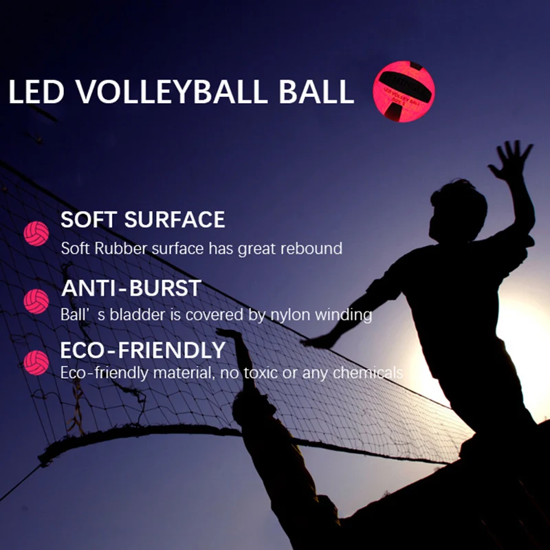 Pelota de voleibol que brilla en la oscuridad, pelota de entrenamiento con luz LED, de goma, impermeable, luminosa, para playa, tamaño 5