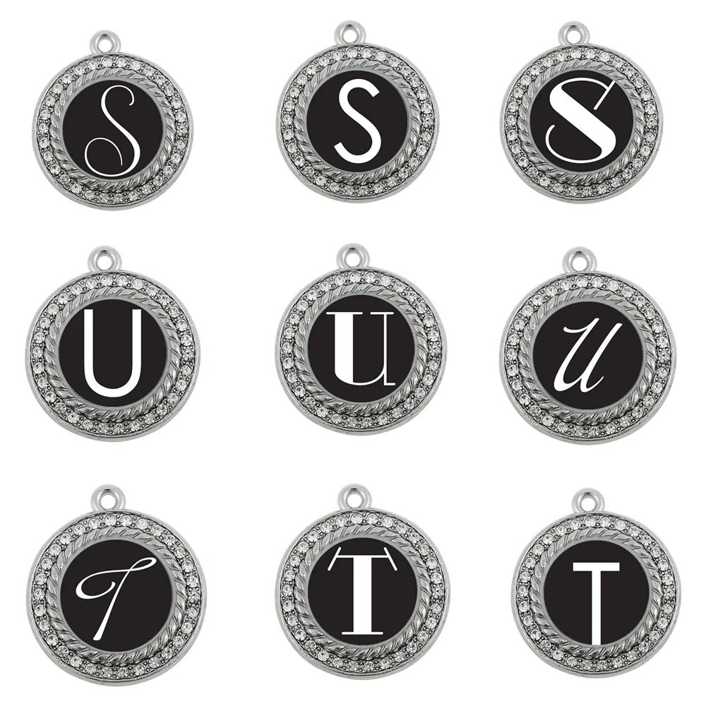 LETTER S T U MY INITIALS  CIRCLE CHARM