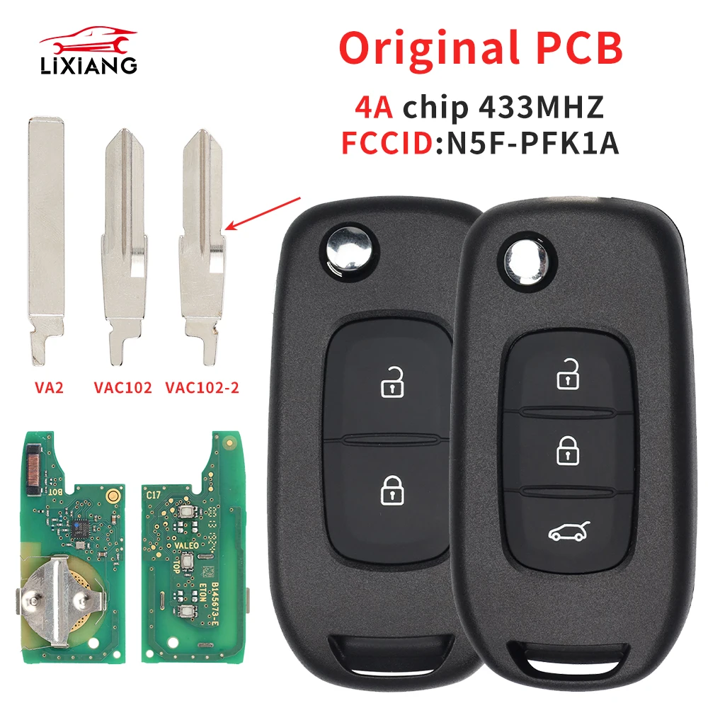 

LIXIANG N5F-PFK1A 4A чип 433 МГц оригинальный автомобильный дистанционный ключ для печатной платы 3248A-RFK1A или печатной платы для Renault Logan Duster Sandero Oroch