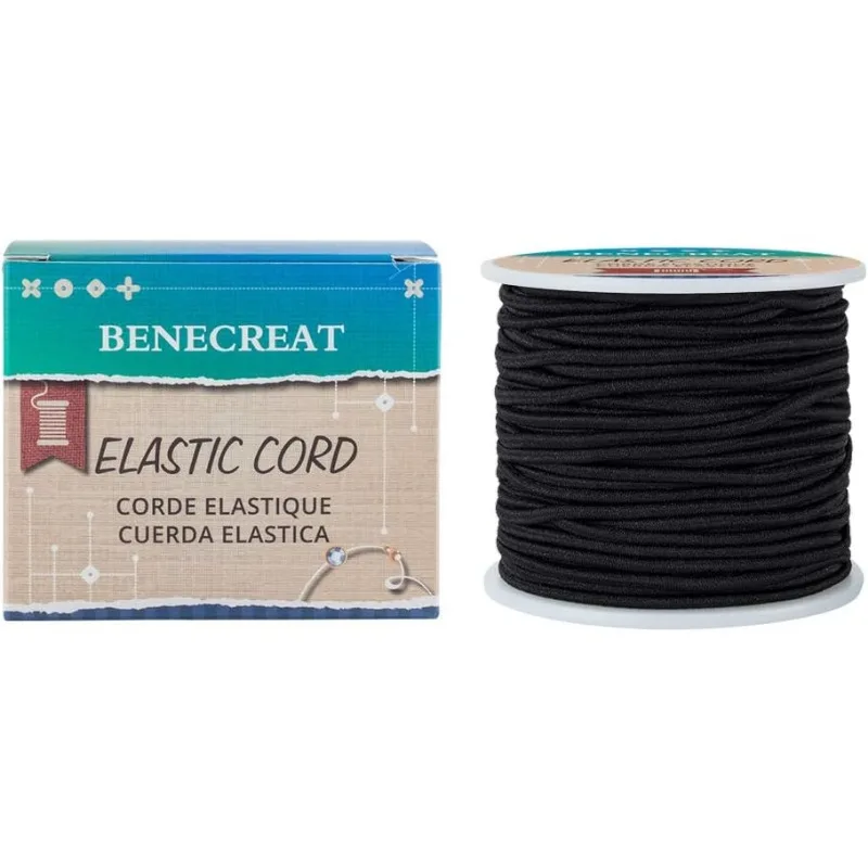 1 Roll 2.5mm Black Elastic Cord 38 Yard Stretch Thread Beading Cord Fabric Crafting String Rope for DIY Crafts Bracelets