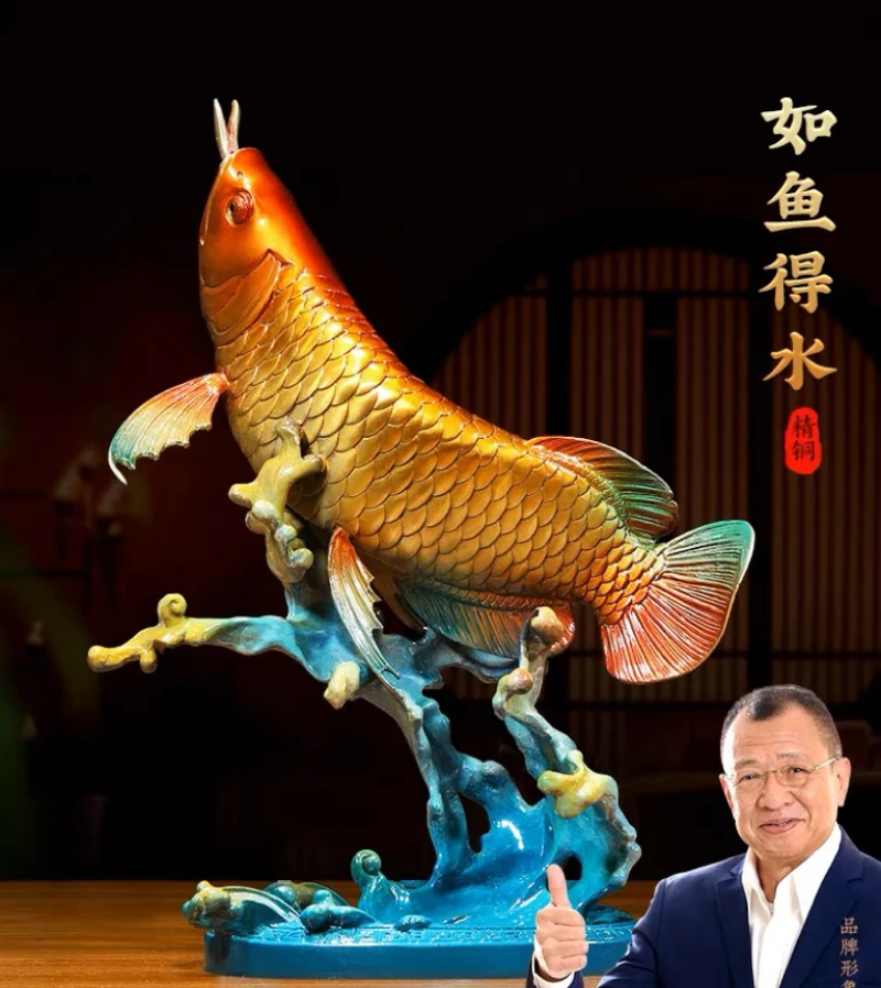 50% OFF 2023 Good Success Omens Home Shop Company Copper Arowana Golden Fish GOOD LUCK thriving business money FENG SHUI ART