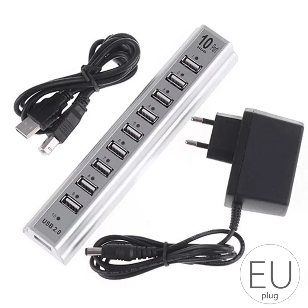 3/2/1pcs USB HUB 10 Port Keyboard U-disk Mouse USB 2.0 Plastic Splitter Hub Cellphone Charging Cable Adaptor Charger