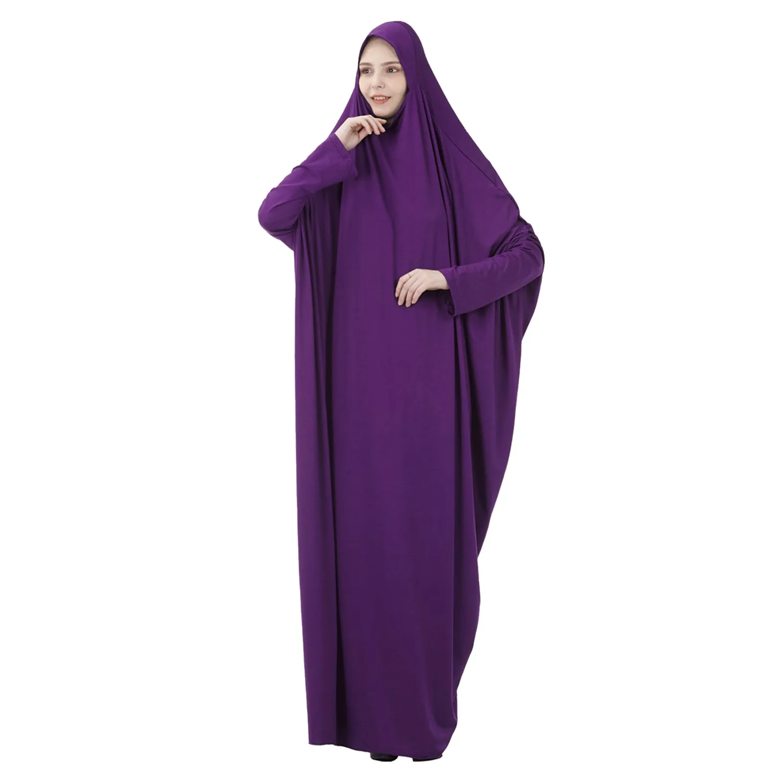 

Eid Hooded Caftan One Piece Amira Khimar Muslim Women Overhead Prayer Garment Long Dress Turkey Burqa Islamic Robe Ramada 2024