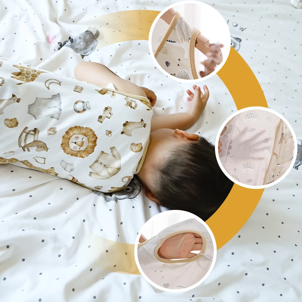 HappyFlute New Cute Print Two-Way Zipper Design Super Soft Bamboo Cotton Fabric Sleeveless Baby Summer Anti-kick Sleeping Bag