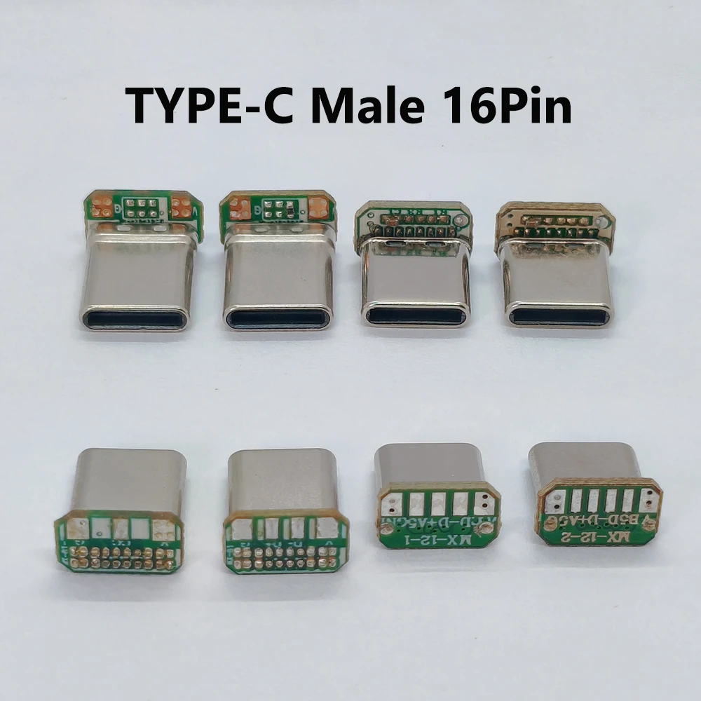5 Stück USB Typ-C Stecker 16-polig vertikal 9,5mm 11,6mm dehnbarer Stecker mit PCB-Lötpads unterstützt 3/4/5/6-adriges Kabel – Detail 1