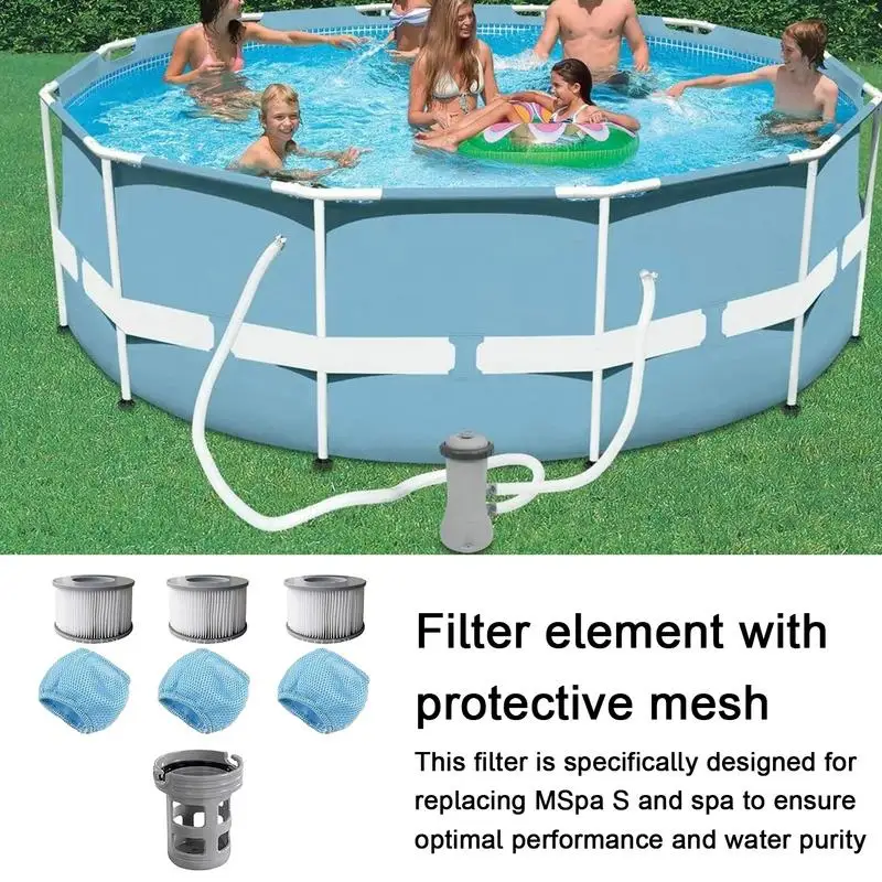 Spa Filter Cartridge For Hot Tub 3pcs Swimming Pool Filter Element With Protective Mesh Pool Spa Accessories  Filter Cartridge