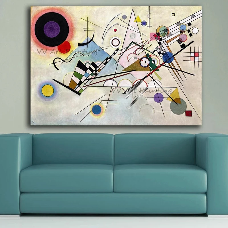 

100% Handmade Composition by Wassily Kandinsky Canvas Painting For dining Room Decoration Oil Painting On Canvas Wall Painting