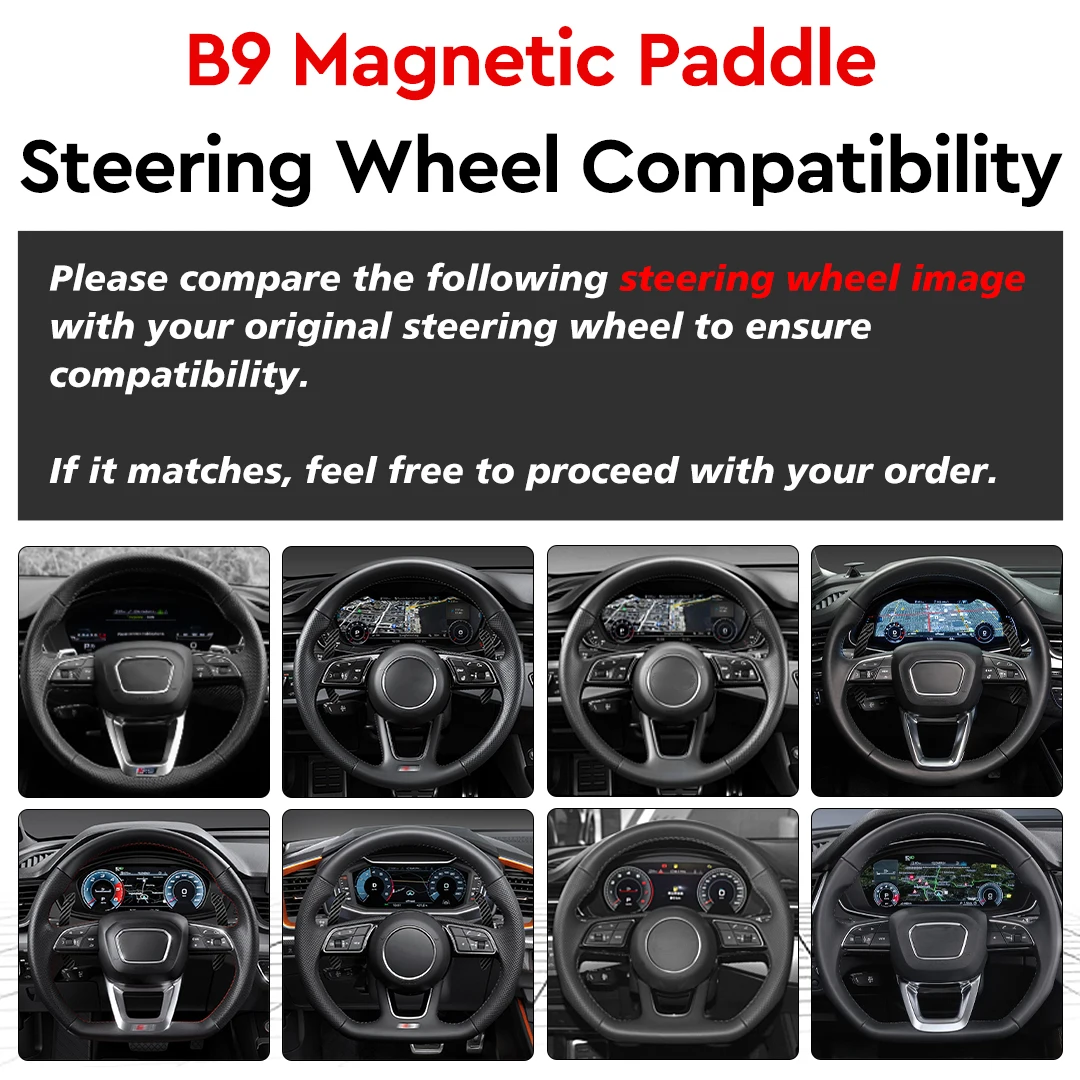 Compatible Audi B9  A1-8 Q2 Q3 Q4 Q5 Q7 Q8 S1 S2 S3 S4 S5 SQ5 SQ7 SQ8 RS1 RS2 RS3 RS4 R Magnetic Carbon Fiber Paddle Shifter