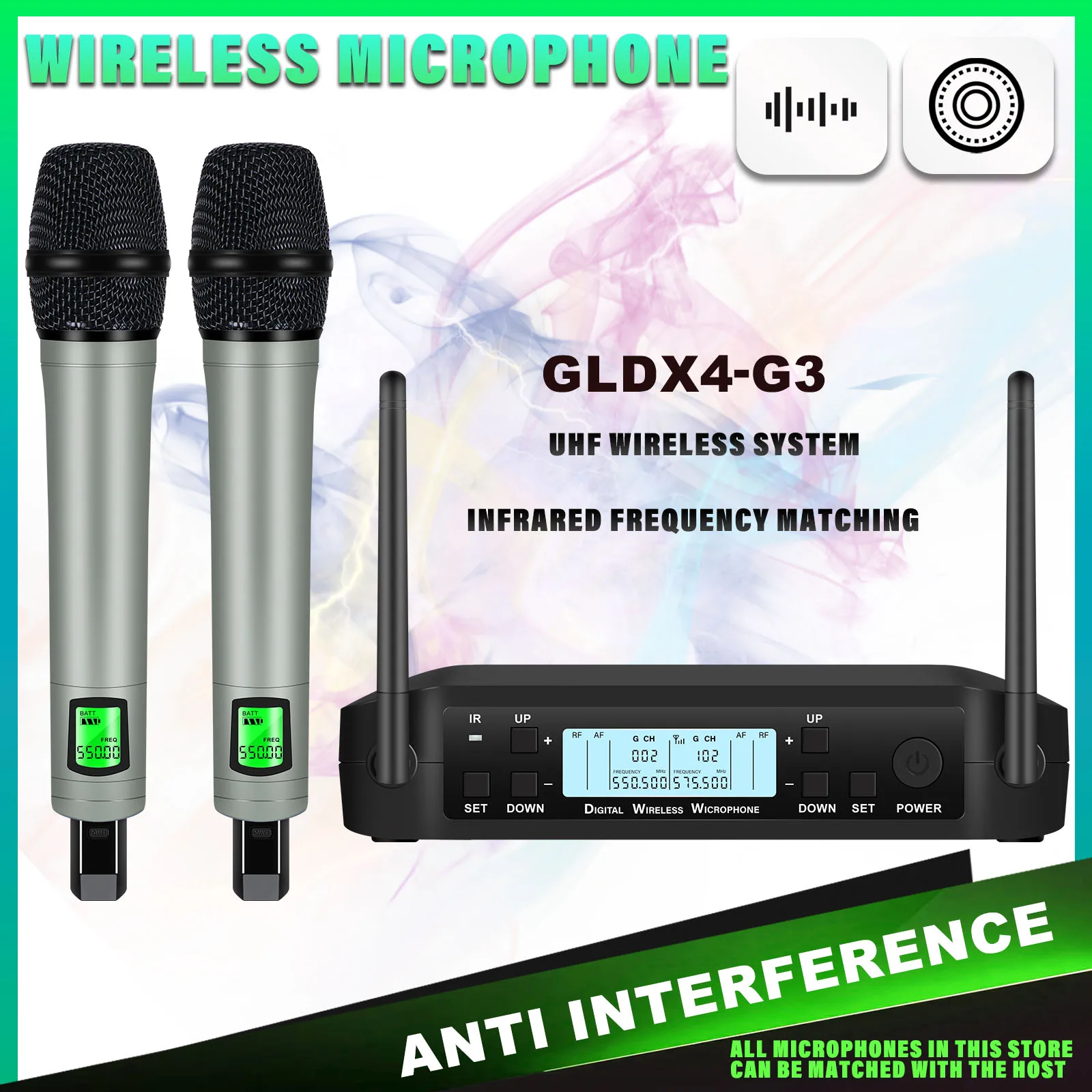 D4-G3Wireless Microphone 200 Channels UHF System Professional Handheld Mic For Stage Speech Show Band Party