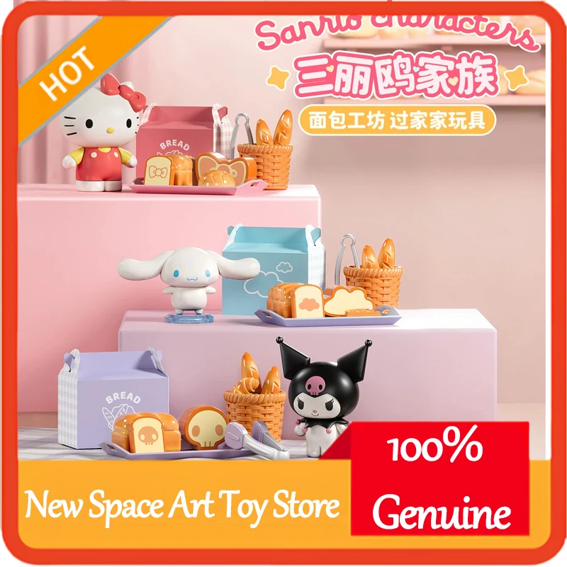 

Official Sanrio Blind Box Bakery Series Mini Kitchen Toys Kuromi Cinnamoroll Hellokitty Kawaii Play Mini Food Toy Set Girl Gift