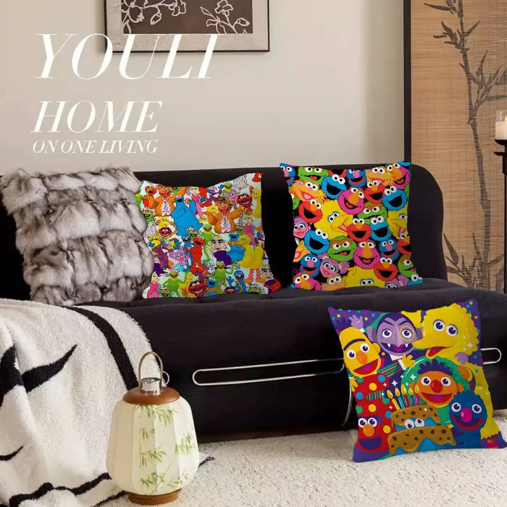 Anime Cartoon S-Sesame S-Streets Lucky Dragon Pillow Cover Sofa Cushion Cover Home Room Decoration Children Gift