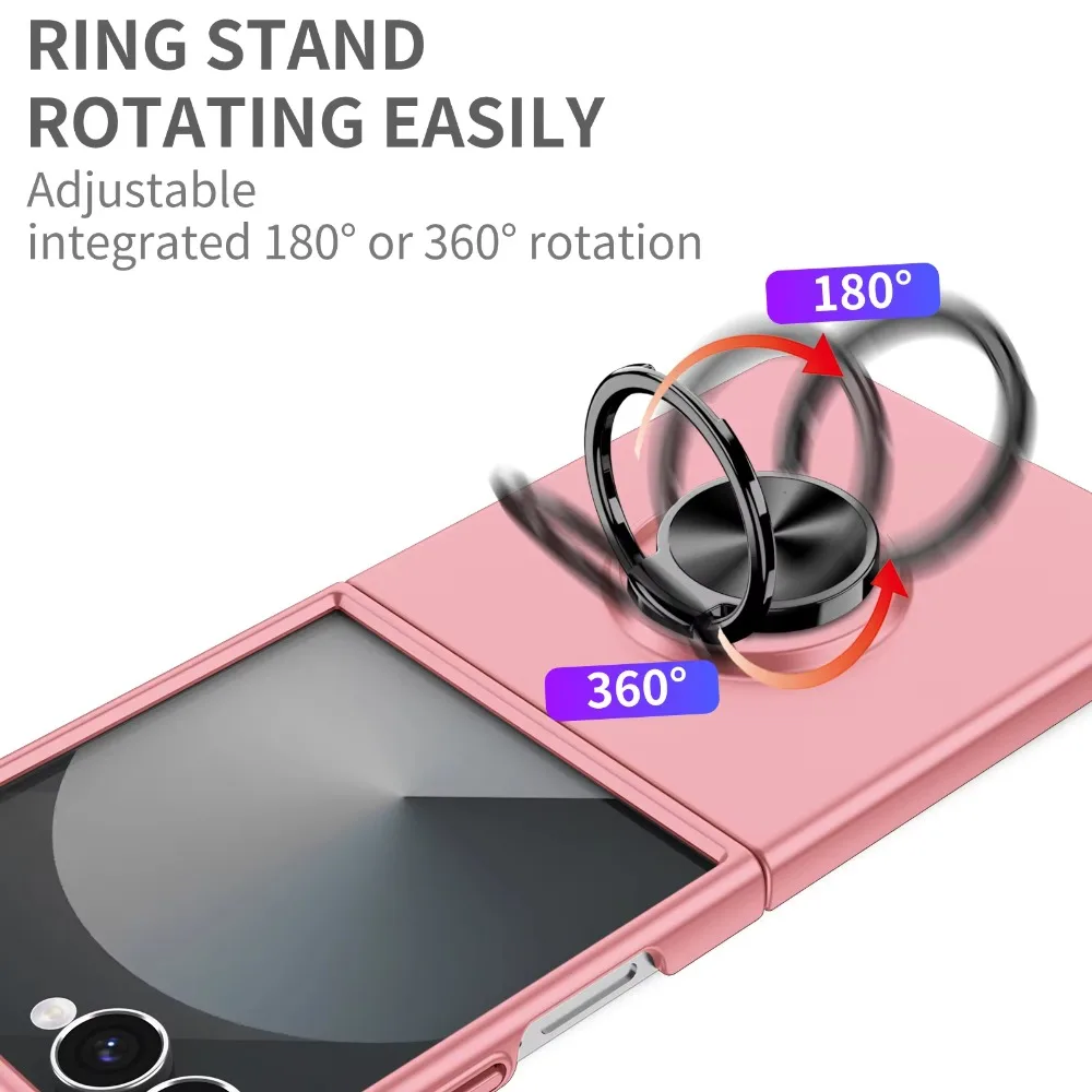 Fashion Protective Case For Samsung Z Flip 8 7 FE 6 5 Invisible Metal Plate Magnetic Car Mount Rotating Stand Anti-scratch Cover - view 3