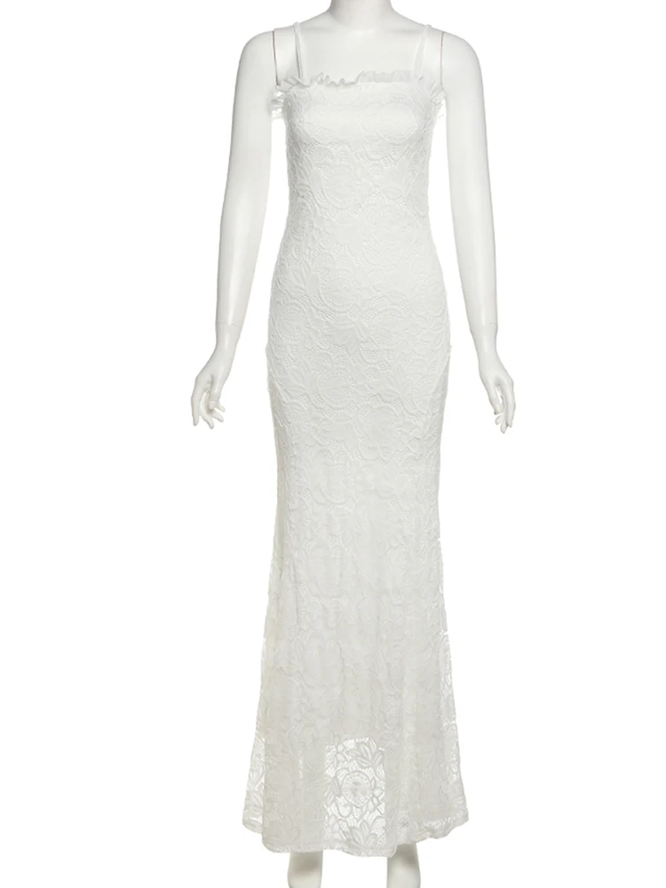 Sukienka Nibber Sexy z odkrytymi ramionami i odkrytymi plecami, damska, żakardowa, patchworkowa, na ramiączkach spaghetti, z falbankami, z głębokim dekoltem, na wieczorne studniówki i imprezy.