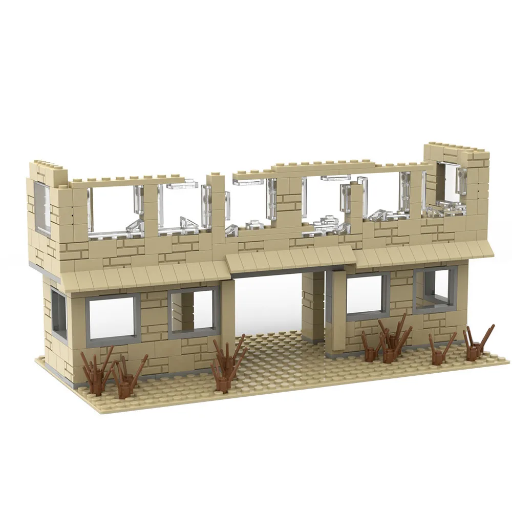 Compatible With LEGO Military MOC Base Ruins Houses Bricks Toys Broken Window Fortress Blockhouse Battlefield Building Blocks