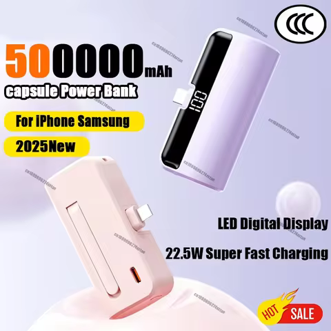 500000mAh Capsule Power Bank Portable Large Capacity Super Fast Charging Mini External Battery for iPhone Huawei Samsung