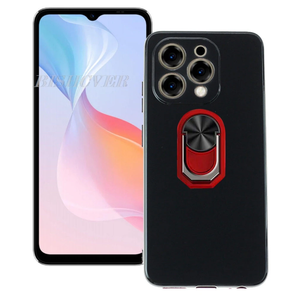 For Oukitel P1 6.7" Protective ON OukitelP1 Back Ring Holder Bracket Phone Case Smartphone TPU Soft Silicone Cover