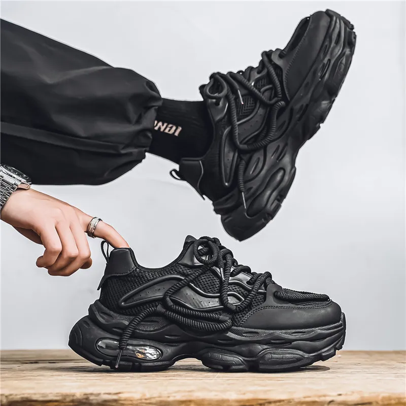 

Мужская обувь2025Китайский шикарный стиль, дышащая повседневная обувь на толстой подошве для небольшой толпы, дышащая спортивная обувь в стиле габрина на толстой подошве