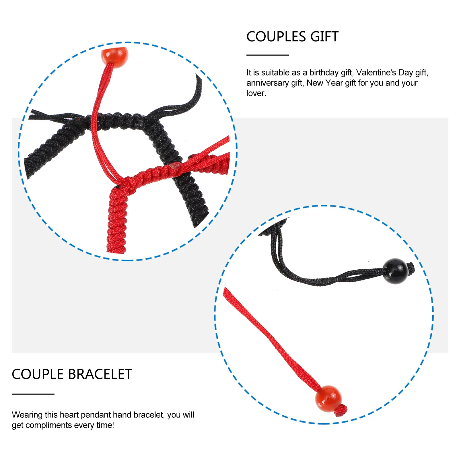 

2Pcs Couples Gift Bracelet Set Simple Braided Wrist Chain with Concentric Knot Design Suitable for Daily Wear Decoration