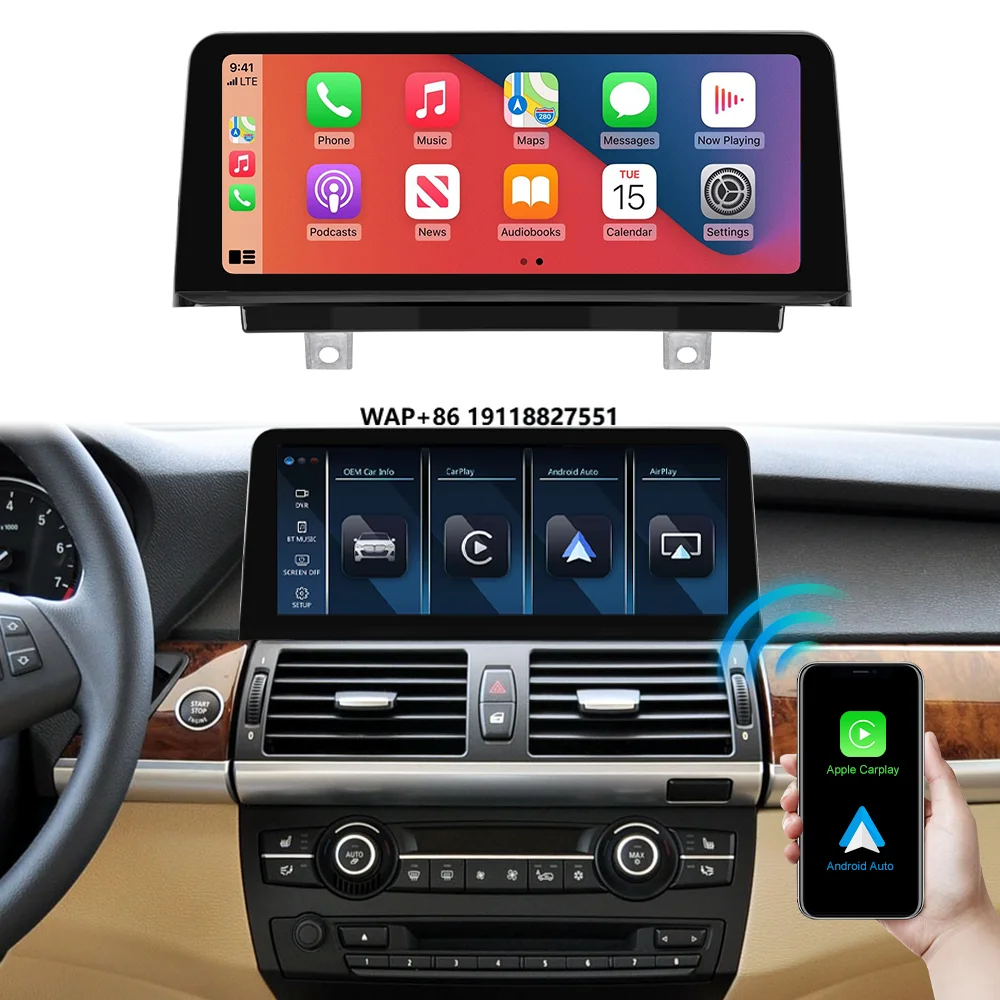 

Автомобильный мультимедийный сенсорный экран 10,25/12,3 дюйма для 5-й серии E60 E61 E63 E90 E91 E92 CIC System Wireless Carplay Android Auto