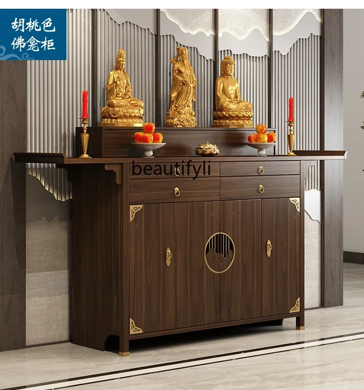 ANew Chinese-style solid wood table incense case household Buddhist platform rural middle hall cabinet Gongtai