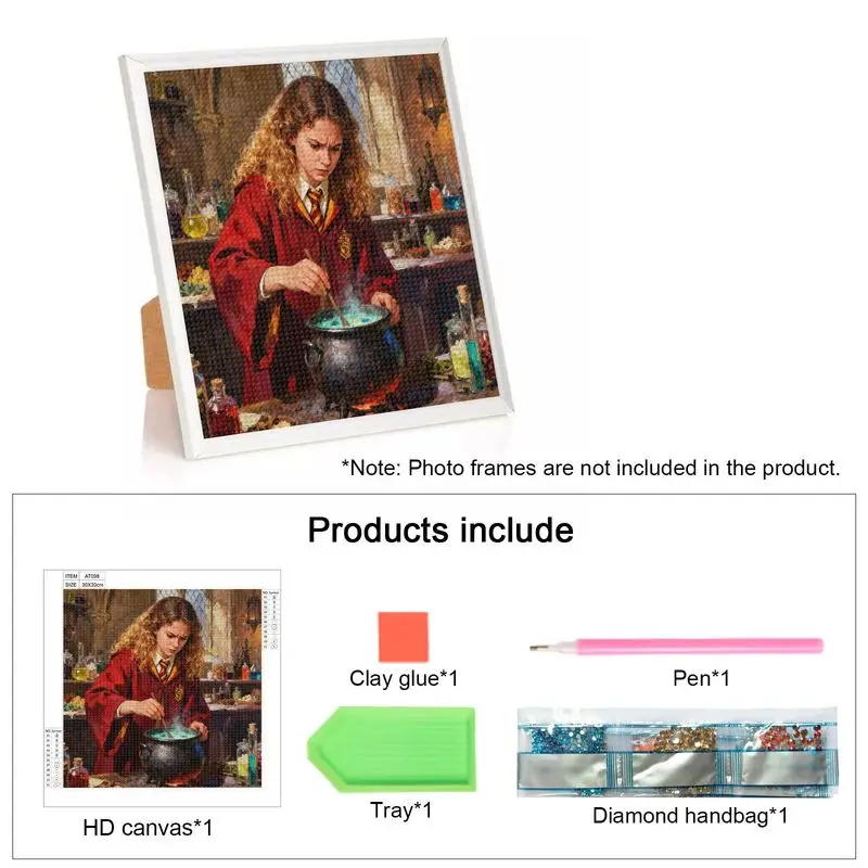 1 Juego de Kit de pintura de diamante 5D DIY, escena de clase de pociones de Harry Potter Hermione Granger, tema del mundo del mago mágico, cuadrado de taladro completo