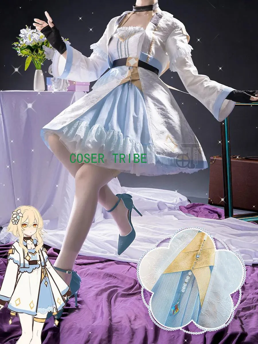 COSER TRIBE Lumine Dress Genshin Impact Cosplay Costume Fancy Party Suit Halloween Carnival Uniforms Game Clothing Custom Made