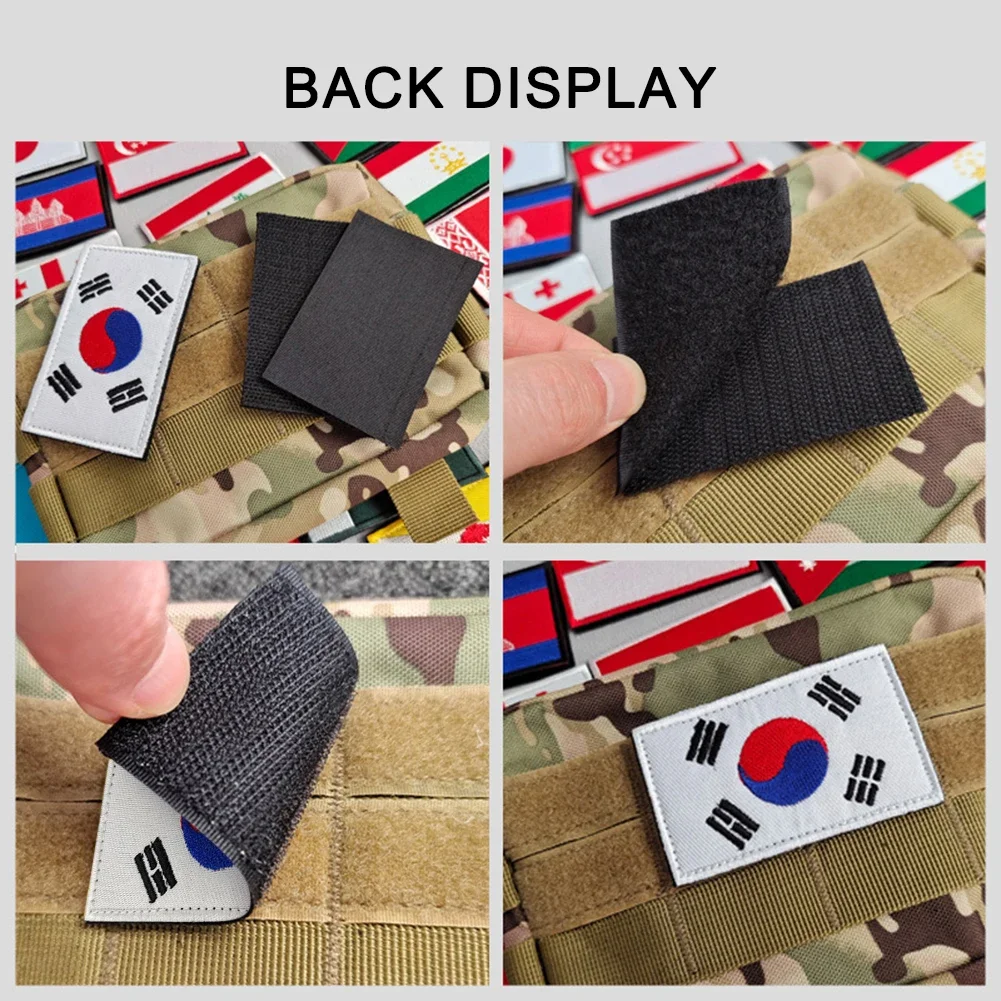 1pc South Korea Embroidered Patches Korea Flags Tactical Military Stickers Jacket Armband Badge Tactical Stickers for Clothing